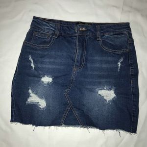 Denim distressed skirt